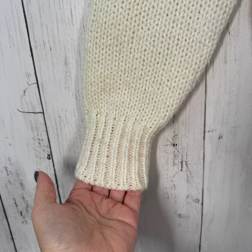 VTG Currants Cream Decorative Ribbon Collar Chunky Knit Sweater Korea Size Small - Picture 3 of 15